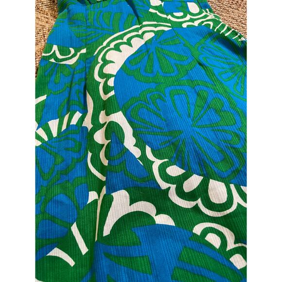 Vintage 1960s Home Made Dress mod retro Abstract Blue and Green Pattern Dress - Picture 5 of 11